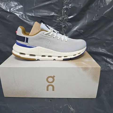 BOXED PAIR OF ON CLOUD NOVA FORM 2 SHOES IN GREY/ WHITE SIZE UK 5