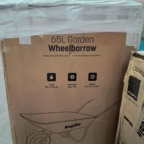 BOXED KEPLIN 65L GARDEN WHEELBARROW
