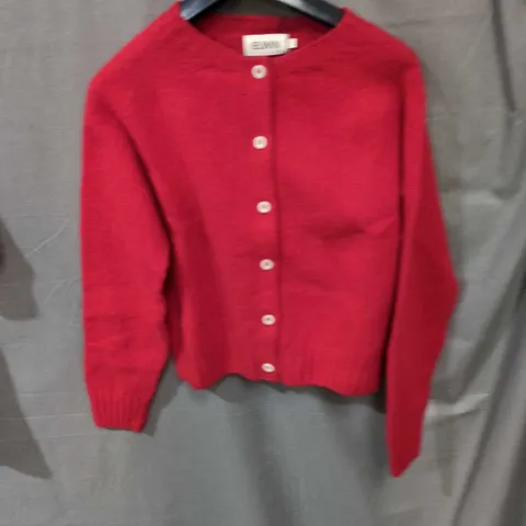ELWIN RED KNIT CARDIGAN, BUTTON-FRONT, UK SMALL (S)