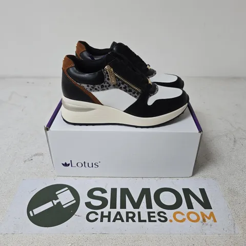 BOXED PAIR OF LOTUS MOORE TRAINERS IN BLACK/WHITE - EU 37