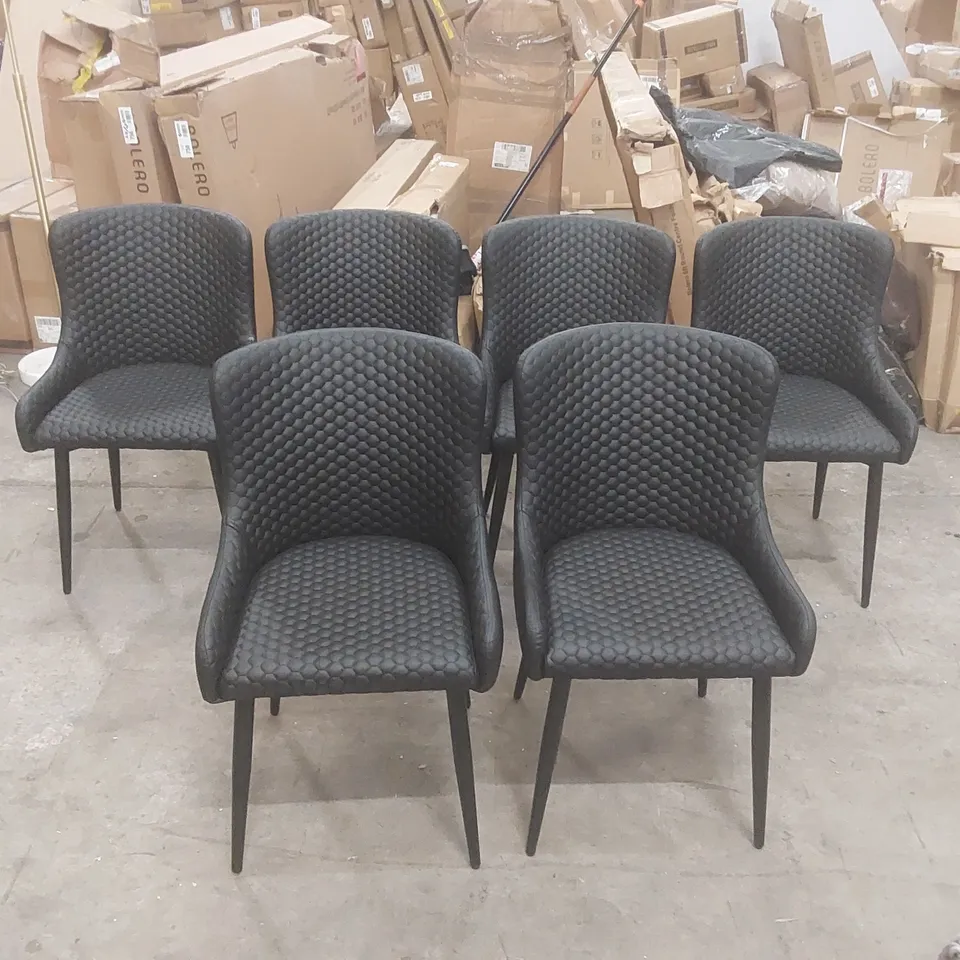 SET OF 6x DESIGNER FAUX LEATHER UPHOLSTERED DINING CHAIRS