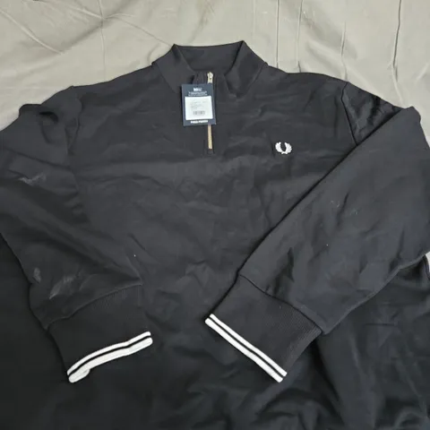 FRED PERRY BLACK HALF ZIP SWEATSHIRT XXXL