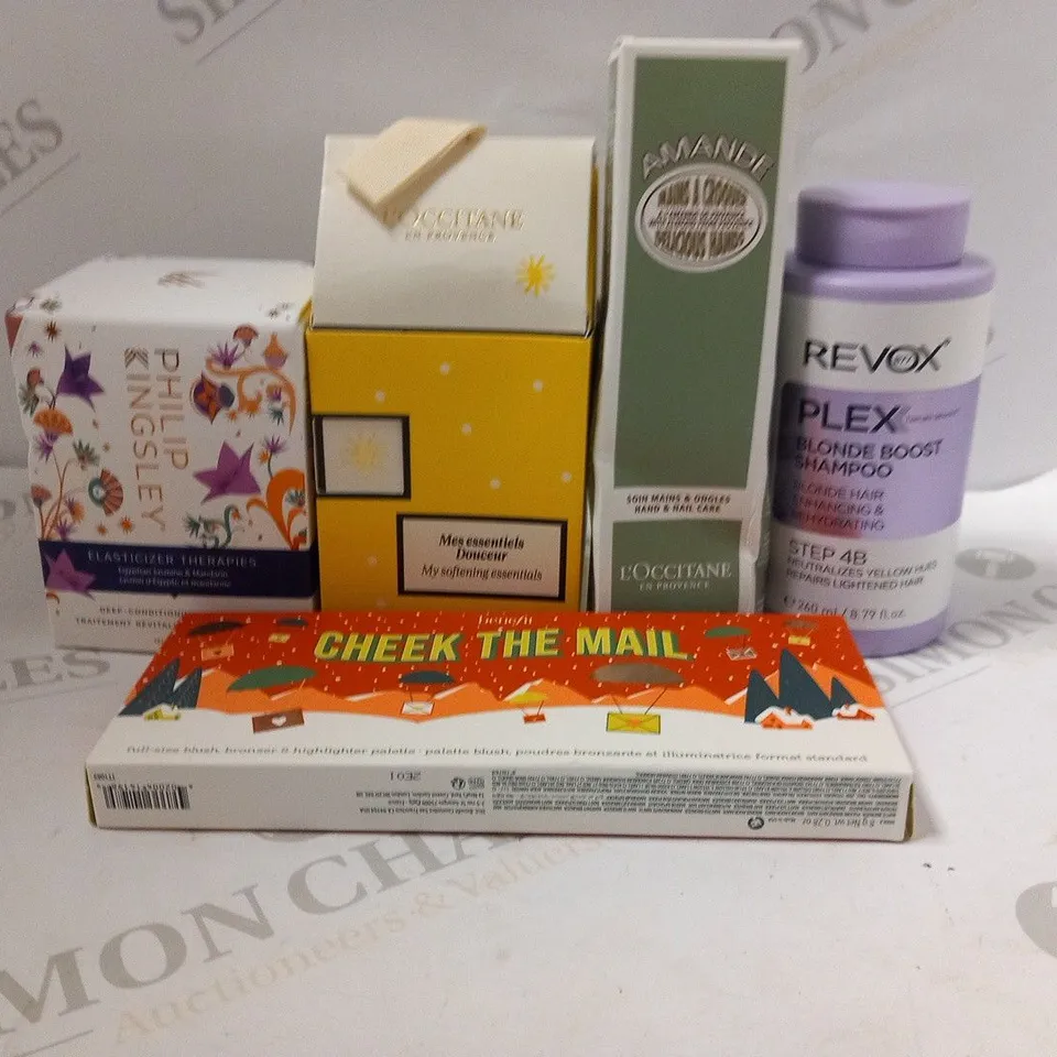 APPROXIMATELY 14 ASSORTED HEALTH AND BEAUTY PRODUCTS TO INCLUDE; PHILIPO KINGSLEY, BENEFIT, REVOX, L'OCCITANE AND LOREAL