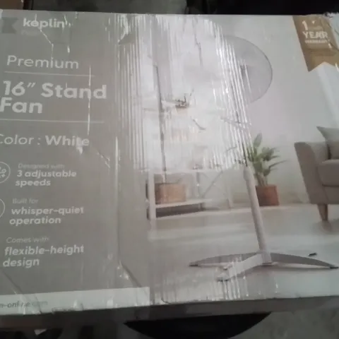 BOXED KEPLIN 16 INCH PEDESTAL FAN WHITE