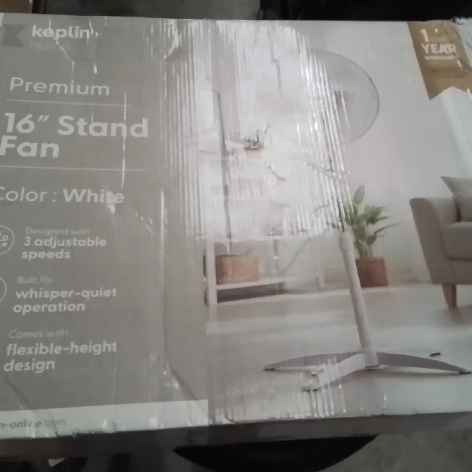 BOXED KEPLIN 16 INCH PEDESTAL FAN WHITE