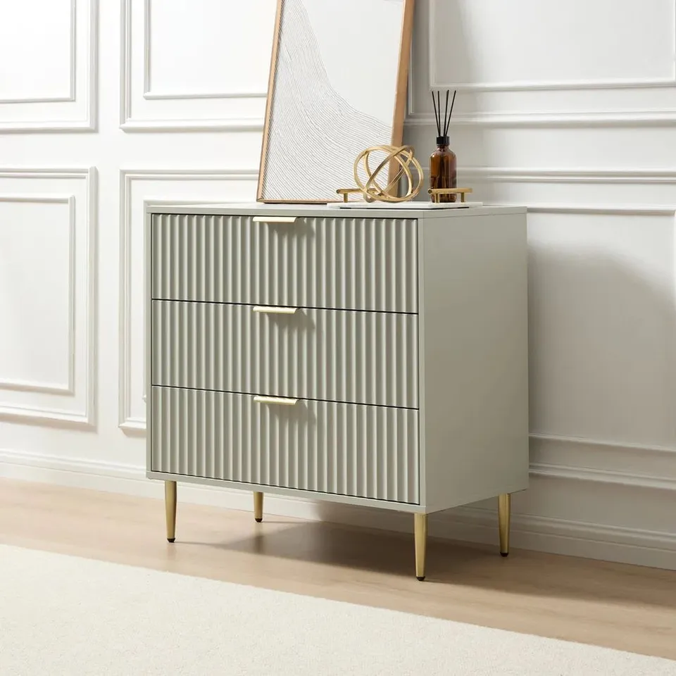 BOXED DUSK EVIE 3 DRAWER CHEST - SAGE GREEN (1 BOX)