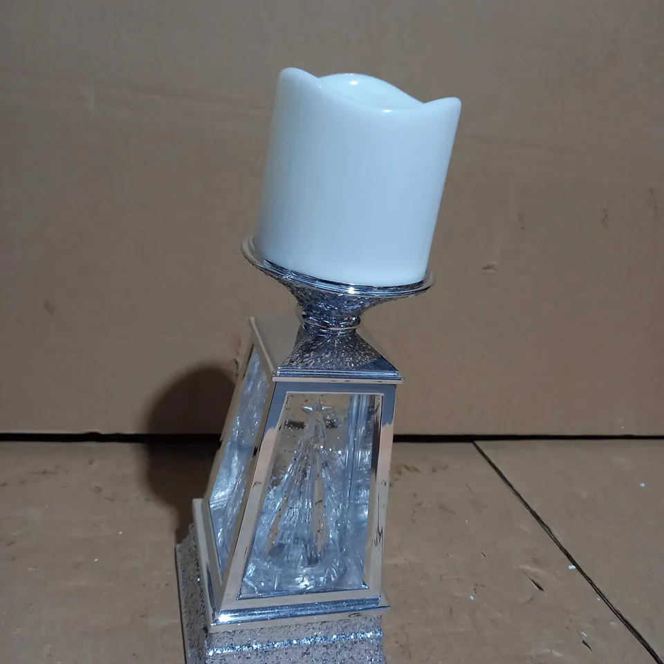 JULIEN MACDONALD FLAMELESS SWIRLING GLITTER CHRISTMAS TREE CANDLE HOLDER