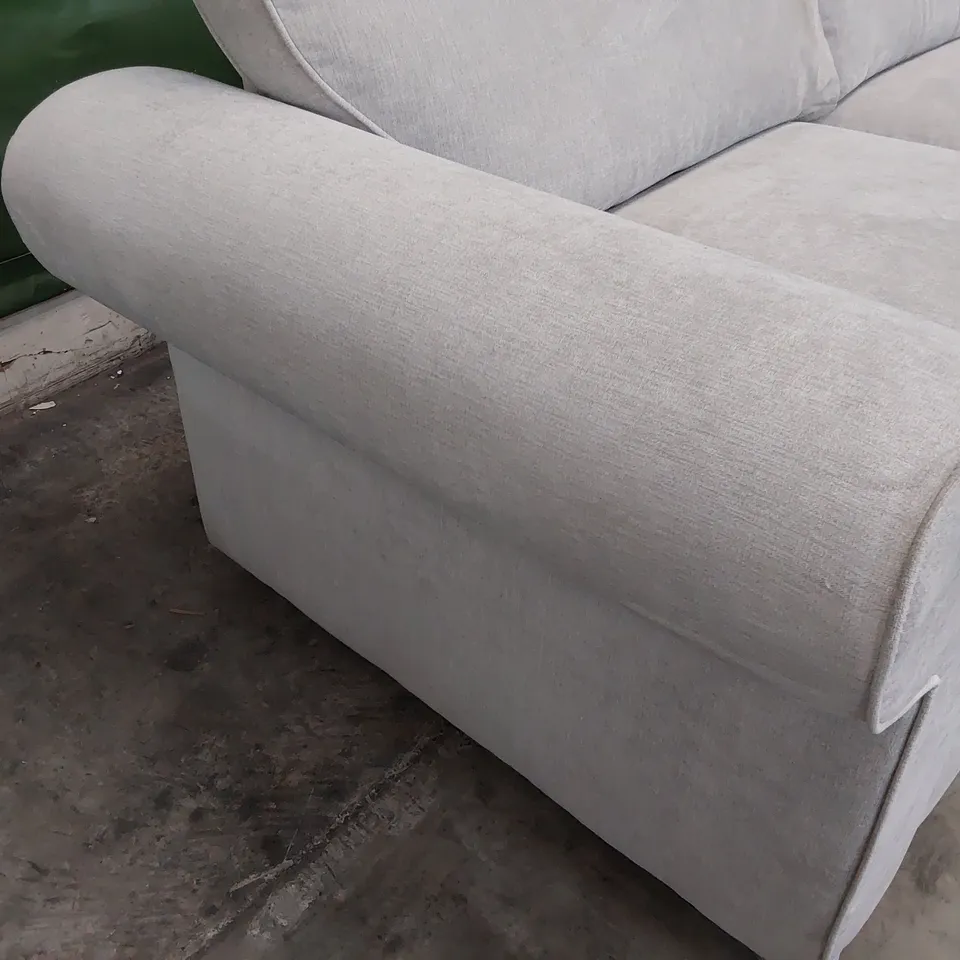 DESIGNER THREE SEATER SOFA LIGHT GREY FABRIC 