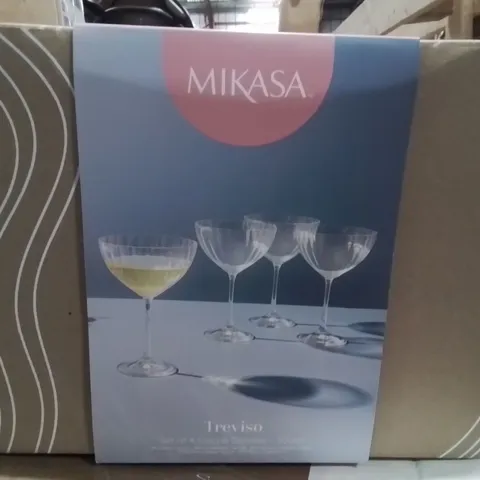 BOXED MIKASA CRYSTAL COUPE GLASSES 300ML SET OF 4