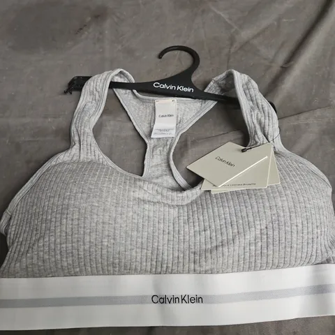 CALVIN KLEIN RACERBACK UNLINED BRALETTE - GREY HEATHER, SIZE M