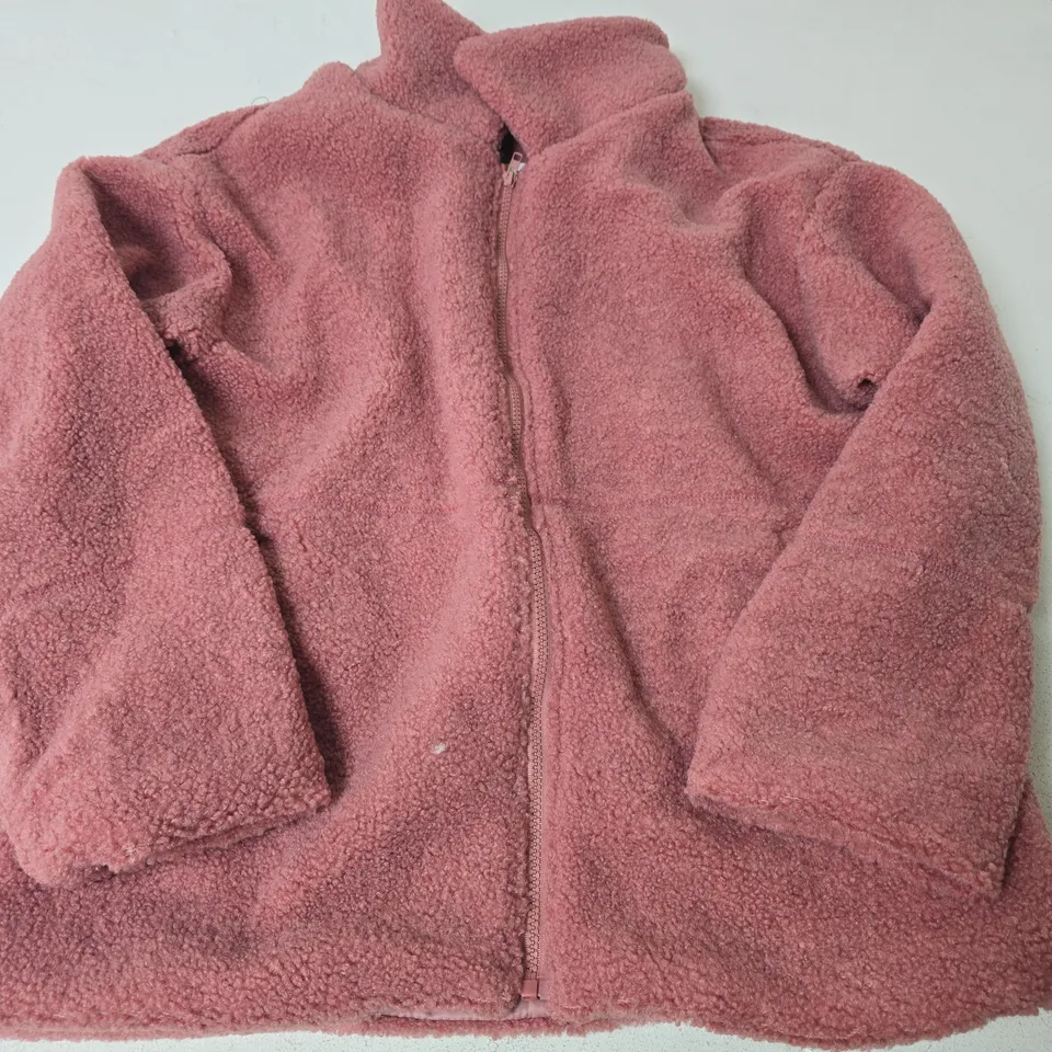 LA MAREY LADIES PLUSH JACKET IN PINK - LARGE