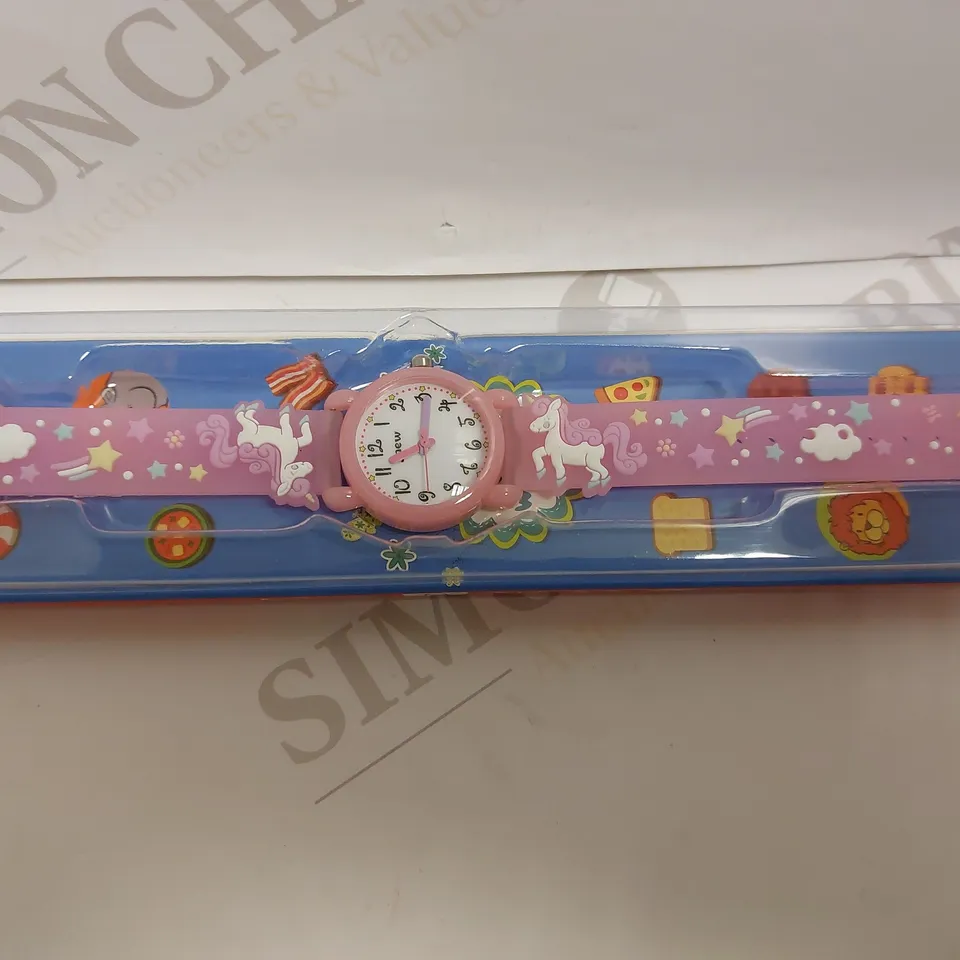 BOXED DESIGNER STYLE CHILDRENS PINK UNICORN WATCH