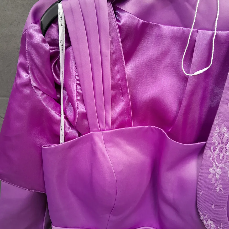 JOHN CHARLES BOW DETAIL EMBELLISHED OCCASIONAL DRESS AND JACKET SET IN PURPLE - 40