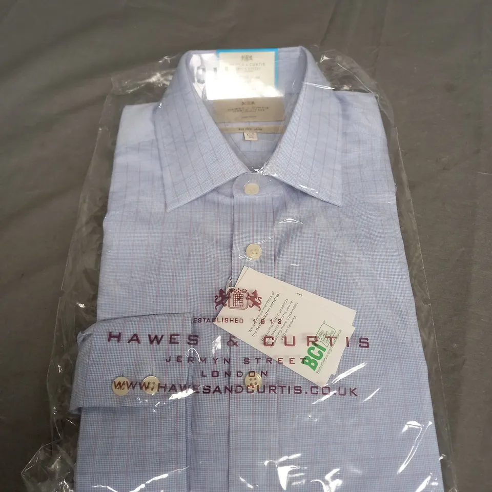 SEALED HAWES & CURTIS FITTED SLIM BLUE SHIRT - 15.5