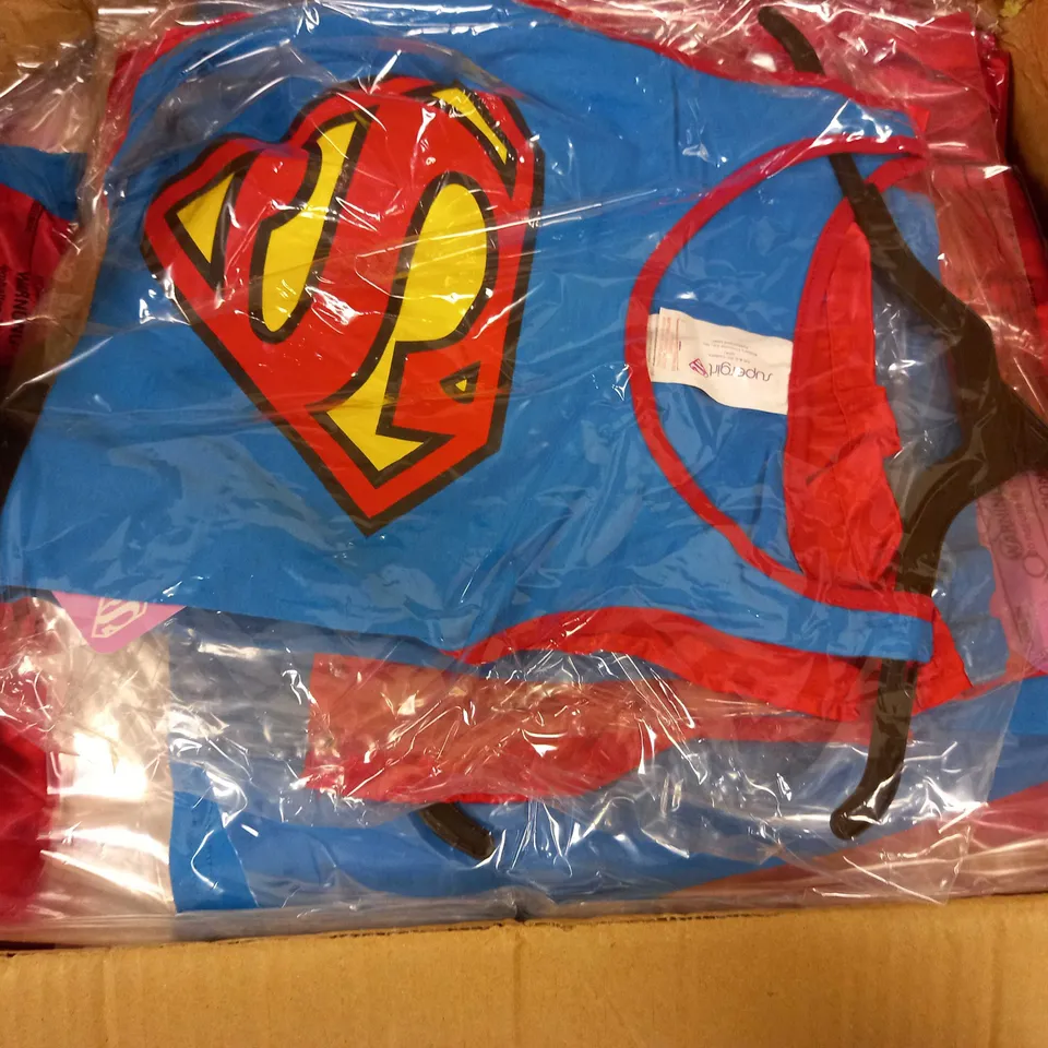 BOX OF APPROX 20 SUPERGIRL DRESSES WITH CAPE - SIZE SMALL