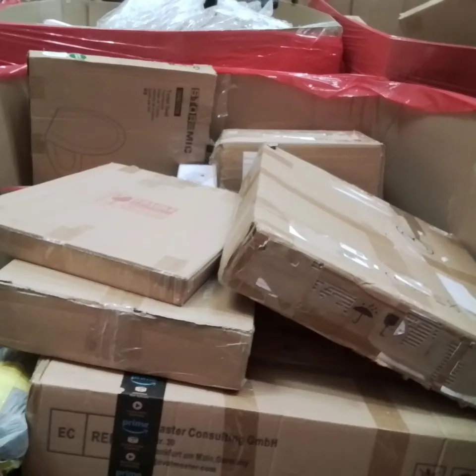 PALLET CONTAINING ASSORTED PRODUCTS INCLUDING: AIR BED-LUXE, FLOOR FAN, GEORGE FOREMAN GRILL, LARGE OVEN AIR FRYER, CLOTHES DRYER ECT