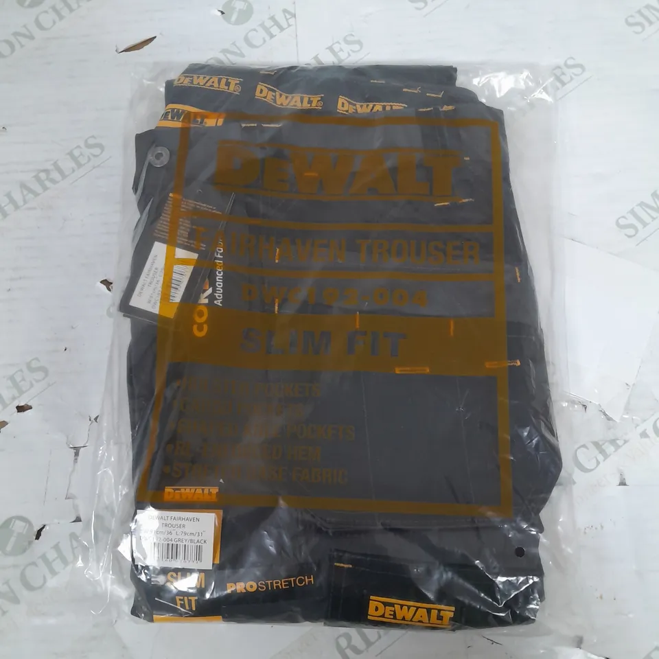 SEALED DEWALT FAIR HAVEN TROUSERS IN BLACK SLIM FIT - 36W 31L