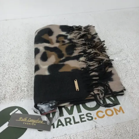 RUTH LANGSFORD FASHION LEOPARD PRINT SCARF WITH FRINGE – WOMEN'S ACCESSORY