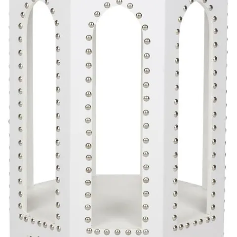 BOXED SAFAVIEH ALMERIA CROCODILE WOOD SIDE TABLE WHITE