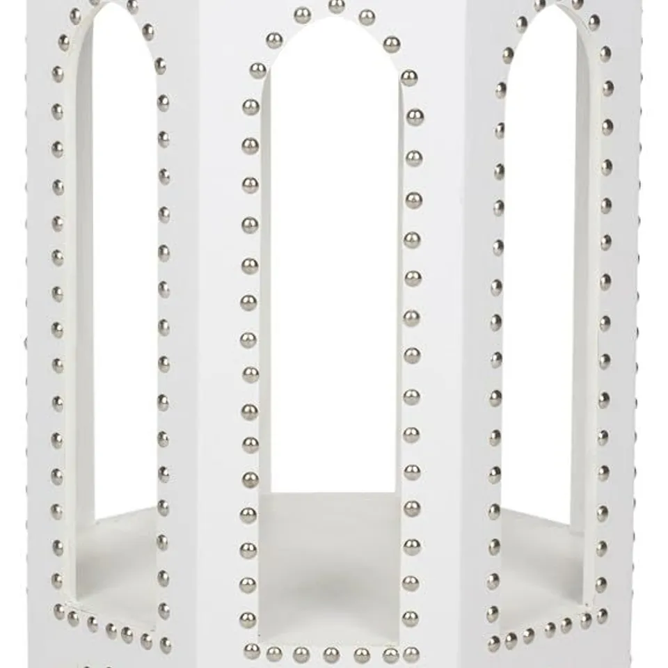 BOXED SAFAVIEH ALMERIA CROCODILE WOOD SIDE TABLE WHITE