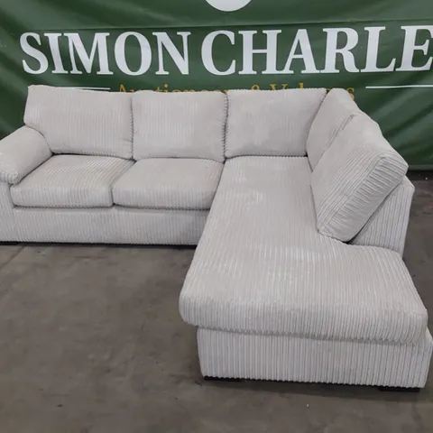 DESIGNER CHAISE CORNER SOFA NATURAL JUMBO CHORD FABRIC