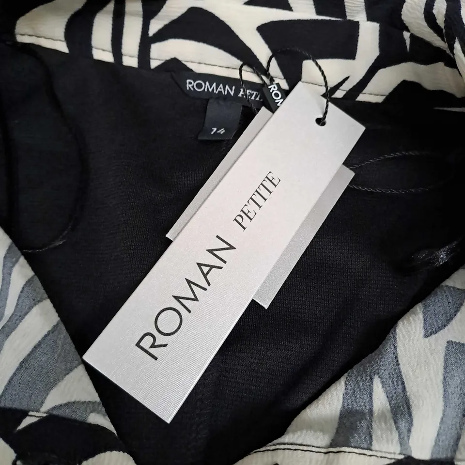 ROMAN PETITE 2IN1 COLLAR DRESS IN BLACK/WHITE - SIZE 14