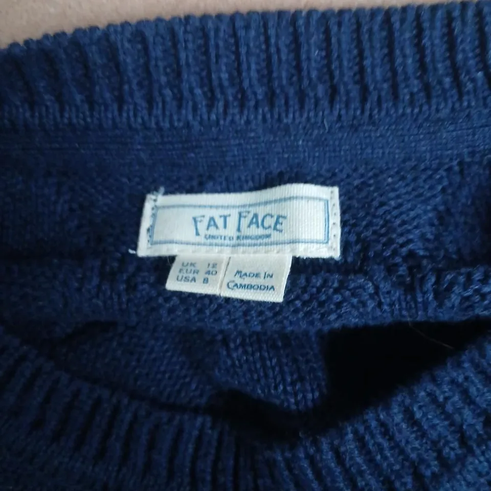 FAT FACE NAVY KNIT JUMPER – UK 12 (EU 40, US 8)