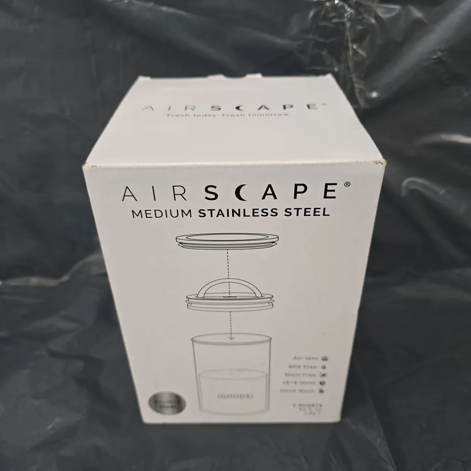 BOXED AIRSCAPE MEDIUM STAINLESS STEEL COFFEE CONTAINER 