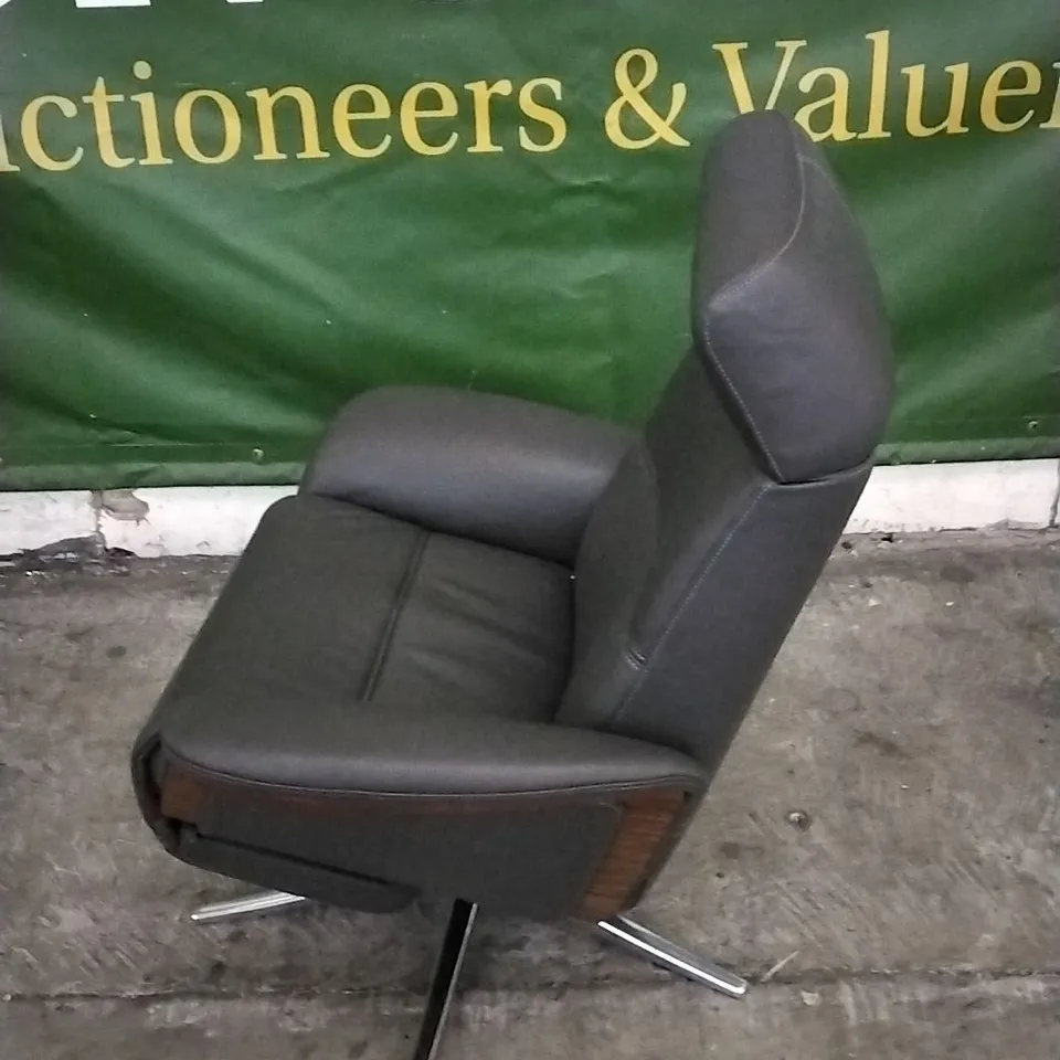 QUALITY BRITISH DESIGNED & MANUFACTURED G PLAN VARDE POWER RECLINER SWIVEL CHAIR CAMBRIDGE SLATE LEATHER