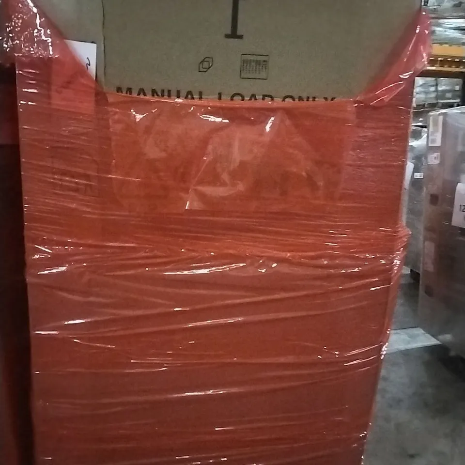 PALLET OF ASSORTED ITEMS INCLUDING- EXTRA TALL CAT GATE, RUG, WRAPPING PAPER