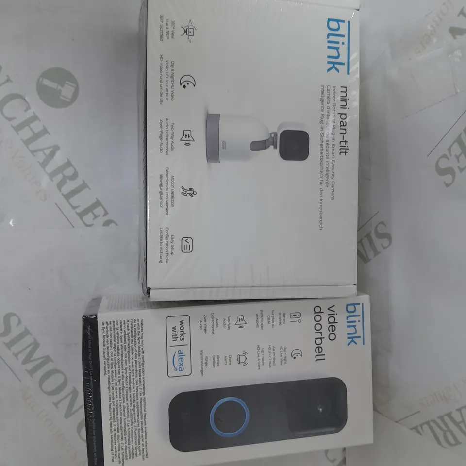 SEALED BLINK VIDEO DOORBELL AND BLINK MINI PAN TILT SMART SECURITY CAMERA