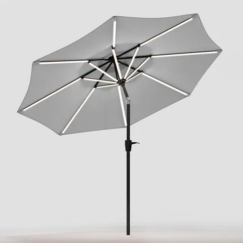 BOXED LARGE SOLAR POWERED LED PATIO UMBRELLA FOR OUTDOOR GARDEN PATIO WITHOUT BASE