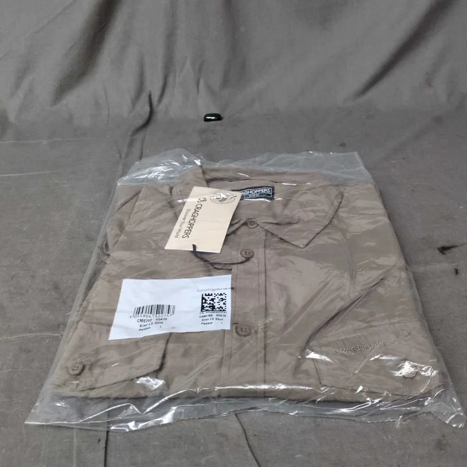 CRAGHOPPERS KIWI LS SHIRT PEBBLE – UK L (MEN'S LONG-SLEEVE SHIRT)