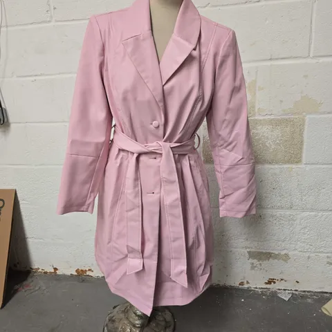 CENTIGRADE LADIES FAUX LEATHER COAT - PINK - SIZE MEDIUM