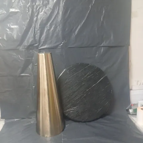 CONE SIDE TABLE - BRUSHED GOLD/BLACK MARBLE - COLLECTION ONLY