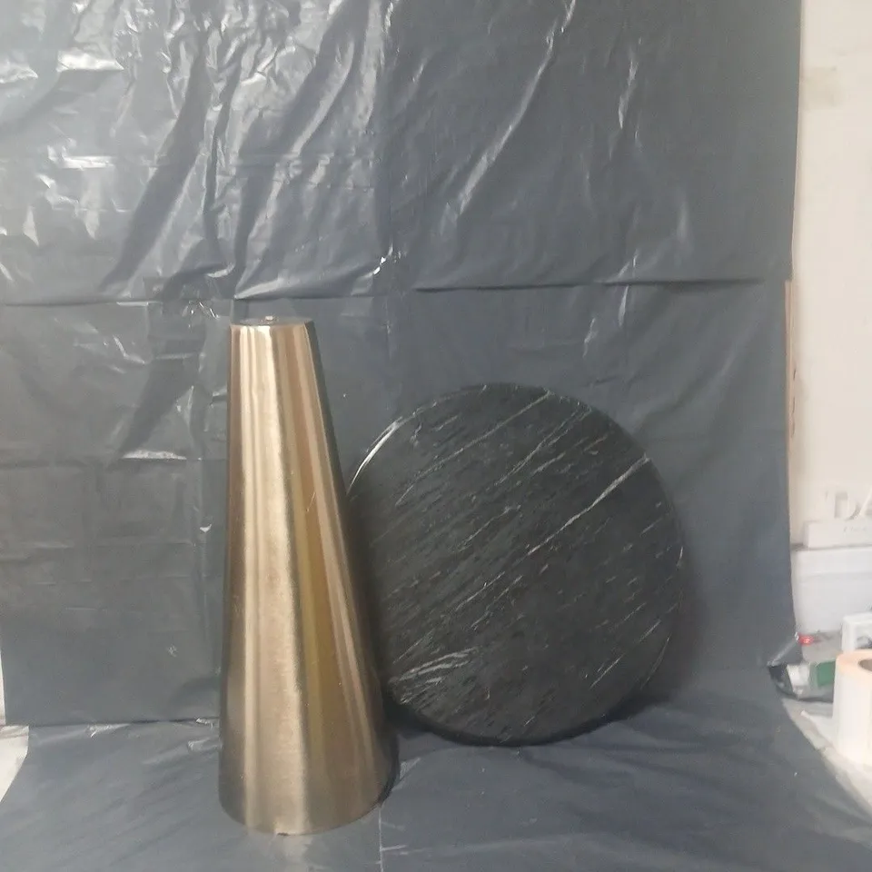 CONE SIDE TABLE - BRUSHED GOLD/BLACK MARBLE - COLLECTION ONLY