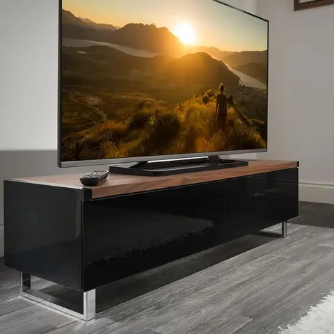 BOXED AVF PANORAMA PM120WB 1200mm REVERSIBLE TOP TV STAND - WALNUT/BLACK (1 BOX)