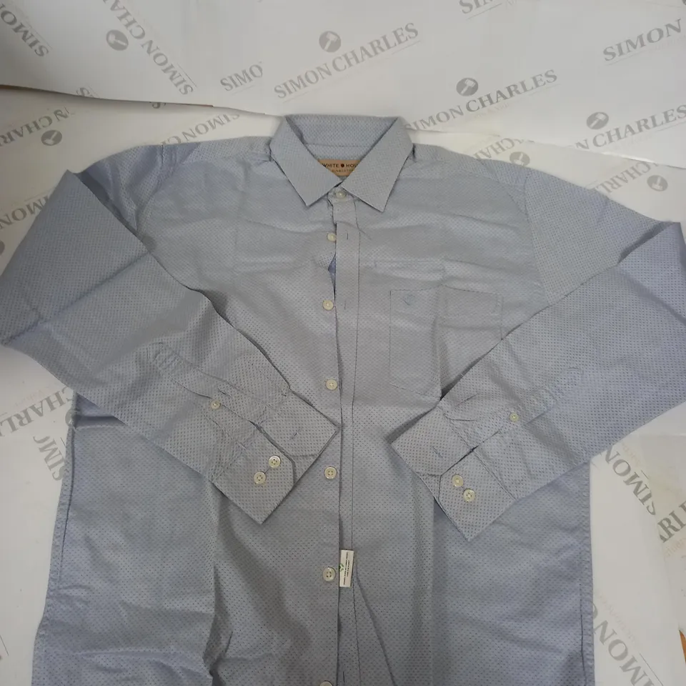 WHITE HOUSE PLAE BLUE COTTON SHIRT SIZE L