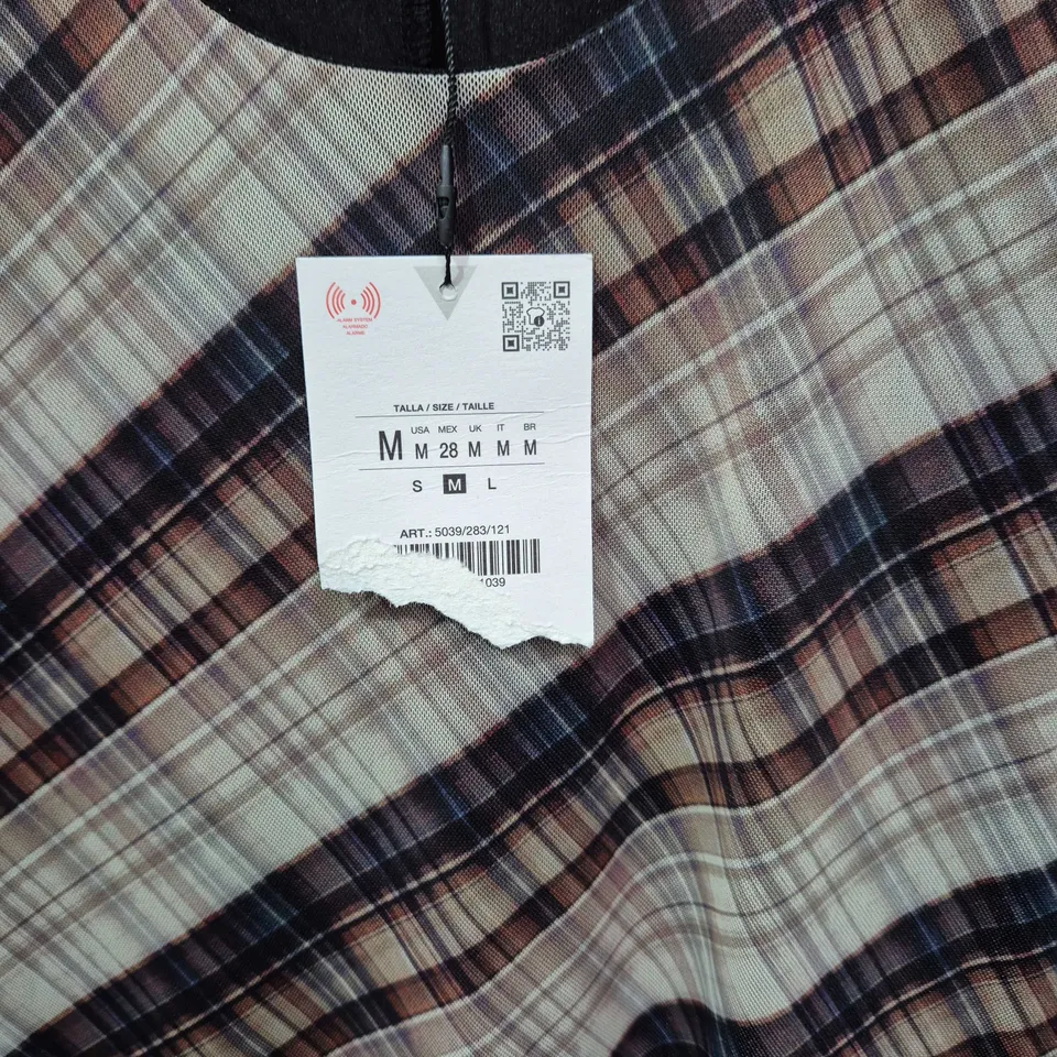 WOMEN'S PLAID MAXI DRESS – LONG SLEEVES MEDIUM 