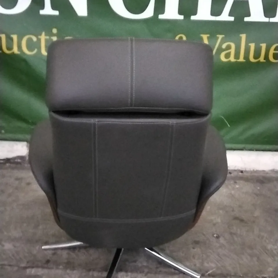 QUALITY BRITISH DESIGNED & MANUFACTURED G PLAN VARDE POWER RECLINER SWIVEL CHAIR CAMBRIDGE SLATE LEATHER