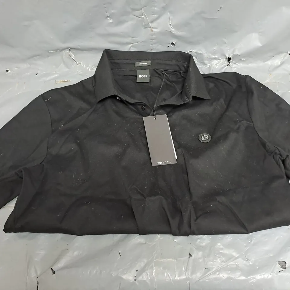 BOSS C-PARRIS 01 REGULAR FIT BLACK POLO MERCERISED 