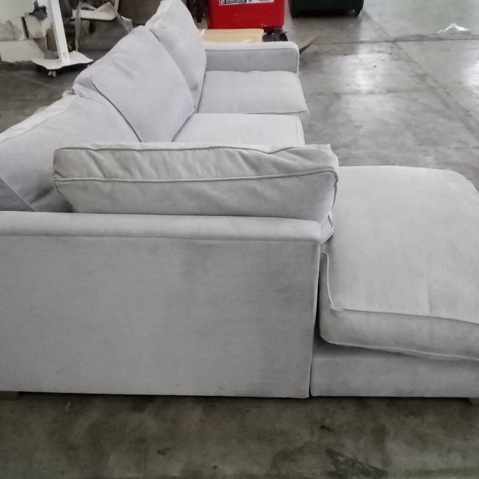 QUALITY THE LOUNGE CO DESIGNER 4 SEATER SOFA WITH CHAISE - GREY FABRIC 
