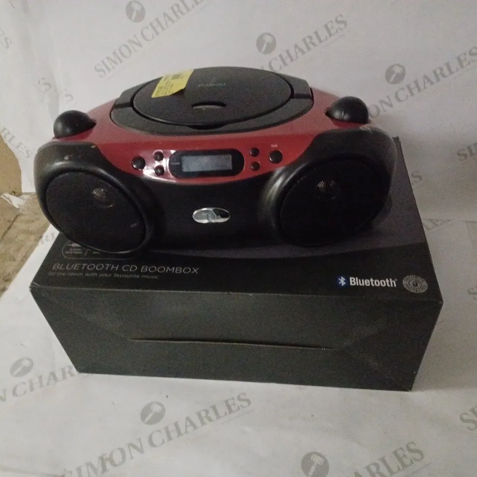 LOT OF 2 BLUETOOTH CD BOOMBOXES BLACK/RED