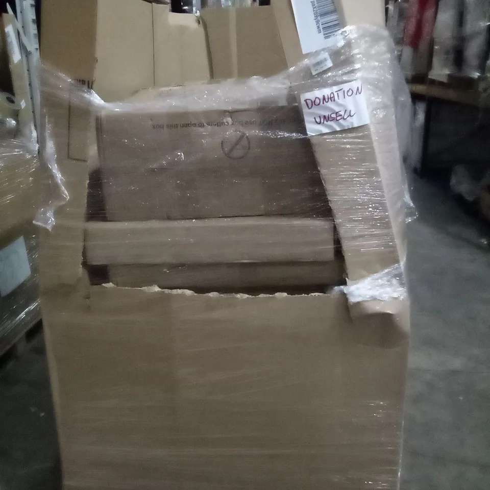 UNPROCESSED PALLET OF ASSORTED HOUSEHOLD GOODS TO INCLUDE GREY OFFICE CHAIR, VATMASTER SLIDE, AND MOSQUITO NETS