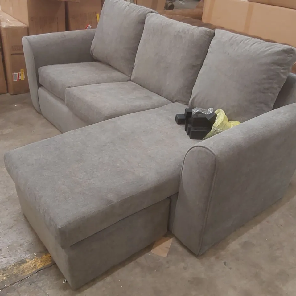 QUALITY DESIGNER FABRIC UPHOLSTERED GREY SOFA