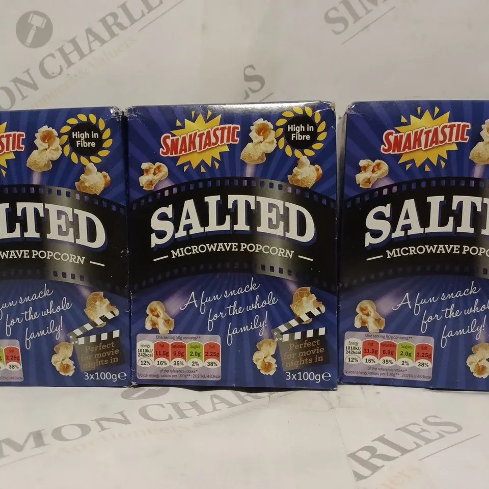 BOX OF 3 SNAKTASTIC PACKS OF SALTED MICROWAVE POPCORN