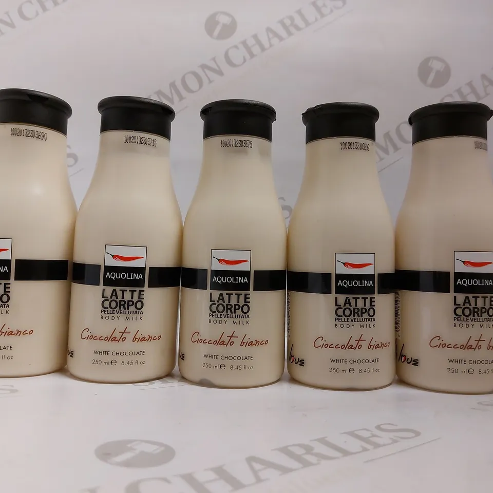 BOX OF 5 AQUOLINA LATTE CORPO WHITE CHOCOLATE BODY MILK - 250ML 