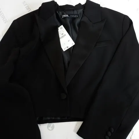 ZARA CROP BLAZER IN BLACK - LARGE
