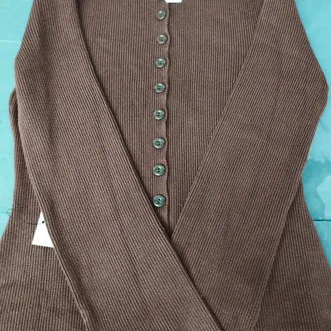 NOBODY'S CHILD WAISTED LONG LINE CARDIGAN IN BROWN SIZE MEDIUM