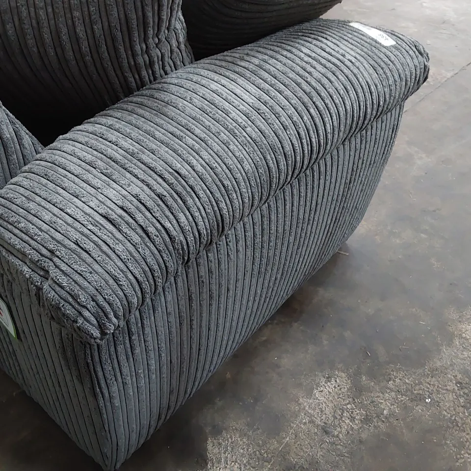 DESIGNER CHAISE SOFA WITH SCATTER CUSHIONS JUMBO GREY CHORD 
